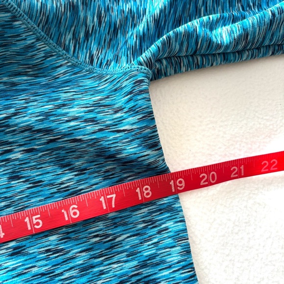 Athleta Blue Space Dye Thumb Hole Curve High Live Hem Funnel Neck Sweater Size M - Picture 15 of 16